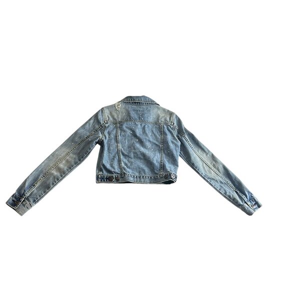Vintage Brody Girls Denim Cropped Jacket Jean Distressed Bleached Sz M Faded - Picture 3 of 8